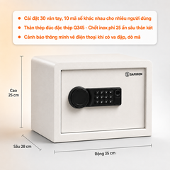 Két Sắt Mini Thông Minh Safiron 25LBF Vân Tay Điện Tử Kết Nối Điện Thoại