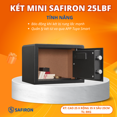 Két Sắt Mini Thông Minh Safiron 25LBF Vân Tay Điện Tử Kết Nối Điện Thoại