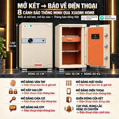 Két Sắt Xiaomi CRMCR 65JB Thép đặc nguyên khối –  Khóa vân tay điện tử định danh người dùng cảnh trộm báo điện thoại