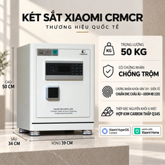 Két Sắt Thông Minh Xiaomi CRMCR 50LE – Vân Tay Điện Tử Định Danh Người Mở, Thép Q345 Đúc Đặc 6 Mặt, Bảo Hành 6 Năm