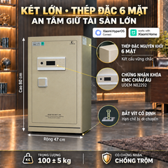 Két sắt Xiaomi CRMCR 80LE Thép đặc nguyên khối - Khóa vân tay điện tử định danh người dùng cảnh trộm báo điện thoại