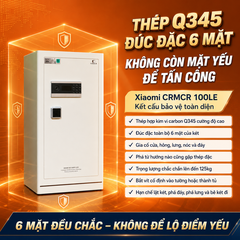 Két Sắt Xiaomi CRMCR 100LE Khóa Vân Tay Điện Tử Định Danh Người Mở, Thép Q345 Đúc Đặc 6 Mặt, 8 Chế Độ Cảnh Báo Điện Thoại