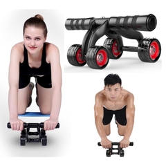 Con Lăn Tập Cơ Bụng 4 Bánh - Tặng Kèm Thảm Tập và Chặn Bánh Tập Bụng 6 Múi Tại Nhà