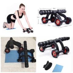 Con Lăn Tập Cơ Bụng 4 Bánh - Tặng Kèm Thảm Tập và Chặn Bánh Tập Bụng 6 Múi Tại Nhà