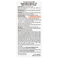 Siro Brauer Baby Kids D3+k2 High Potency MK-7 Drops 10ml bổ sung vitamin D3 và vitamin K2
