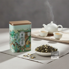 Trà Xanh Hoa Nhài Mạc Ly Hoa Cổ Họa Thanh Sắc hộp thiếc 100g