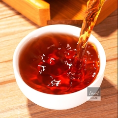Phổ Nhĩ Chín Tiểu Thanh Cam Cung Đình 500g 12 Năm, Hộp Gỗ Quà Tặng