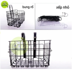 Giỏ Xe Đạp Gắn Đa Năng Có Thể Gập Gọn Chất Liệu Kim Loại Rổ Cứng Cáp Nhỏ Gọn