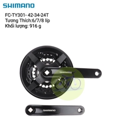 Đùi Dĩa Xe Đạp Thể Thao Nhôm Shimano FC-TY301 trước 3 tầng 42/48T