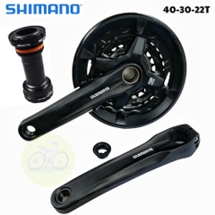 [HCM] Đùi đĩa Shimano trục rỗng 3 tầng FC-MT210 / Bộ giò đĩa xe đạp 40T Và 44T kèm BB vặn MT500
