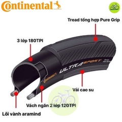 Lốp (vỏ) xe đạp đua road CONTINENTAL grand sport và ultra sport III 700x23c 700x25c 700x28c cao cấp