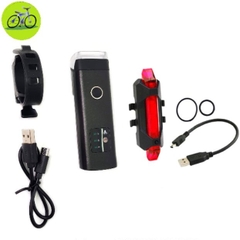 Đèn xe đạp LED trước sau siêu sáng sạc USB