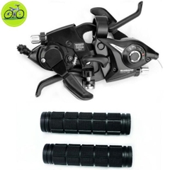 Combo tay đề bấm xả shimano 3x7 và bao tay nắm cao su xe đạp