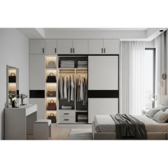 QA2508 Tủ quần áo kết hợp tủ trang trí phòng ngủ