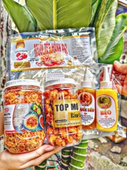 Set bánh tráng muối tép hành phi - tóp mỡ - bơ 2 vị lớn