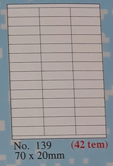 Decal nhãn Tomy A4 từ số 125 -> 148 (100 tờ/hộp)