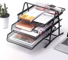 Khay 3 tầng trượt lưới kim loại B2163 - Đen