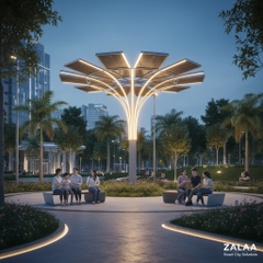 Cây Đèn Năng Lượng Mặt Trời Nghệ Thuật Cảnh Quan ZALAA