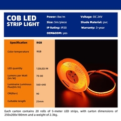 Đèn LED Dây COB Smart RGB 8W ZL-STR-COBSL3 IP20 Đổi Màu Linh Hoạt - ZALAA OEM/ODM Smart COB LED Strip Light