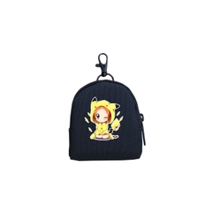 Ví móc khóa TROY OVAL HỌA TIẾT đựng tiền lẻ, phụ kiện tai nghe,. chất vải bố pvc chống thấm, size 9 x 7 x 4cm