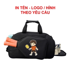 IN TÊN - LOGO THEO YC - PICKBAG Túi trống thể thao đựng vợt pickleball, ngăn đựng giày riêng. Vải bố pvc chống thấm