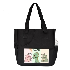 Túi tote TROY TOTE-PCK họa tiết khủng long dễ thương, vải bố canvas trượt nước, size lớn 37cm