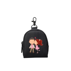 Ví móc khóa TROY OVAL HỌA TIẾT đựng tiền lẻ, phụ kiện tai nghe,. chất vải bố pvc chống thấm, size 9 x 7 x 4cm