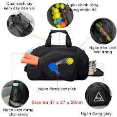 Túi trống thể thao TROY PICK-BAG đựng vợt pickleball, ngăn đựng giày riêng. Vải bố pvc chống thấm