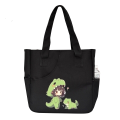 Túi tote TROY TOTE-PCK họa tiết khủng long dễ thương, vải bố canvas trượt nước, size lớn 37cm