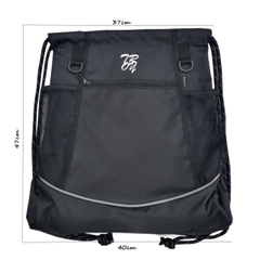Balo dây rút thể thao có ngăn lưới đựng bóng rổ, bóng đá TROY Sport, vải bố PVC chống thấm