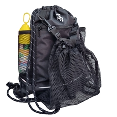 Balo dây rút thể thao có ngăn lưới đựng bóng rổ, bóng đá TROY Sport, vải bố PVC chống thấm
