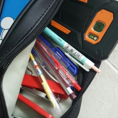 Bóp đựng bút viết, mỹ phẩm TROY viền gân in hình nhân vật hoạt hình One Piece Luffy