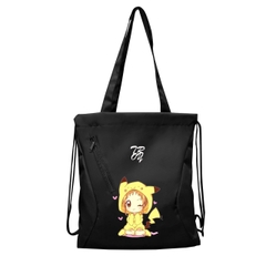 Balo dây rút TROY RLEO có quai xách đeo kiểu túi tote chất vải bố chống thấm, size 39 x 33 x 7cm