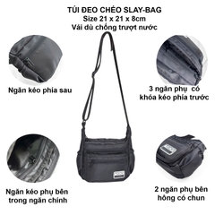 Túi đeo chéo nhiều ngăn TROY SLAY BAG chất vải dù trượt nước, size 21 cm