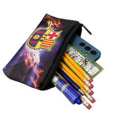 Bóp đựng bút viết dẹp TROY FB họa tiết câu lạc bộ bóng đá size 22 x 10cm, chất liệu vải bố
