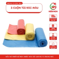 3 cuộn túi rác màu tự phân hủy sinh học (Loại 1), kích thước (tiểu, trung, đại) [1KG]