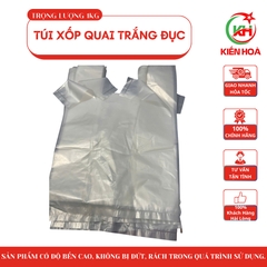 Túi xốp quai trắng đục (loại thường) sản xuất từ nhựa nguyên sinh, an toàn, không mùi (1kg)