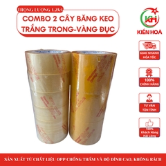 Combo 2 Cây Băng Keo Trắng Trong & Vàng Đục – 1,2kg – 100 Yard