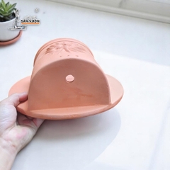Chậu Treo Tường Đất Nung Hoa Văn Mặt Trời - Gốm Sứ Sân Vườn