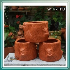 Chậu Gốm Đất Nung Hình Gốc Cây Đứng - Gốm Sứ Sân Vườn