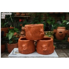 Chậu Gốm Đất Nung Hình Gốc Cây Đứng - Gốm Sứ Sân Vườn
