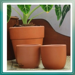 Chậu Gốm Đất Nung Dáng Trứng Trơn - Gốm Sứ Sân Vườn