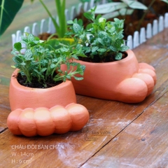 Chậu Gốm Đất Nung Hình Bàn Chân - Gốm Sứ Sân Vườn - Chậu Đất Nung Trồng Sen Đá