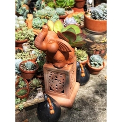 Chậu Gốm Đất Nung Hình Chú Voi Tai To - Gốm Sứ Sân Vườn