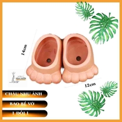 Chậu Gốm Đất Nung Hình Bàn Chân - Gốm Sứ Sân Vườn - Chậu Đất Nung Trồng Sen Đá