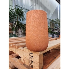 Chậu Gốm Đất Nung Hình Ống Vân Hoa Cúc - Gốm Sứ Sân Vườn