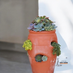 Chậu Gốm Đất Nung Hình Túi Đứng Strawberry Pot - Gốm Sứ Sân Vườn