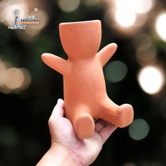 Chậu Gốm Đất Nung Mini Hình Người Ngồi Dễ Thương - Gốm Sứ Sân Vườn