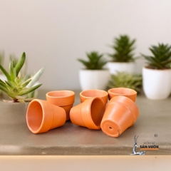 Combo 10 Chậu Gốm Đất Nung Ly Gờ Cao (Size Nhỏ) + Đĩa Lót - Gốm Sứ Sân Vườn