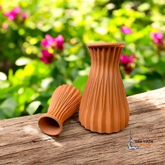 Bình Gốm Đất Nung Gân Dọc 2 Size - Gốm Sứ Sân Vườn